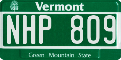 VT license plate NHP809