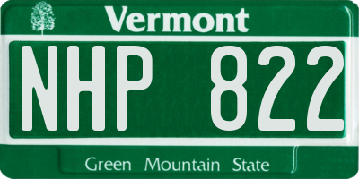 VT license plate NHP822