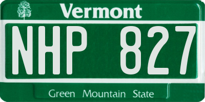 VT license plate NHP827