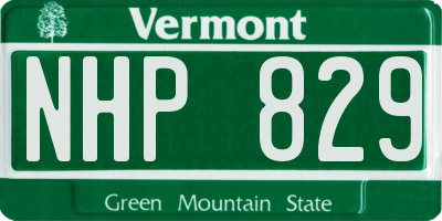 VT license plate NHP829