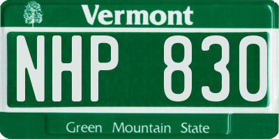 VT license plate NHP830