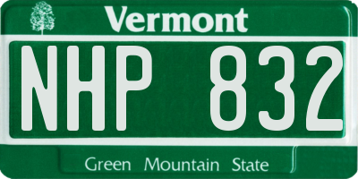 VT license plate NHP832