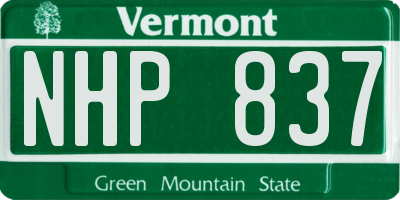 VT license plate NHP837