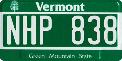 VT license plate NHP838