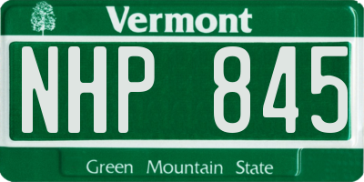 VT license plate NHP845