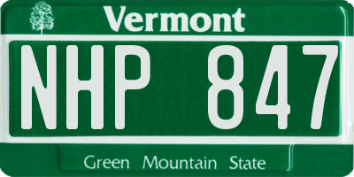 VT license plate NHP847