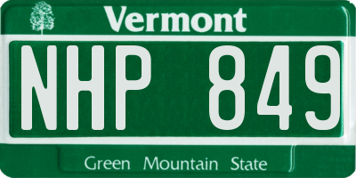 VT license plate NHP849