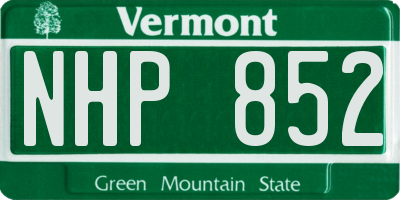 VT license plate NHP852