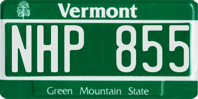 VT license plate NHP855