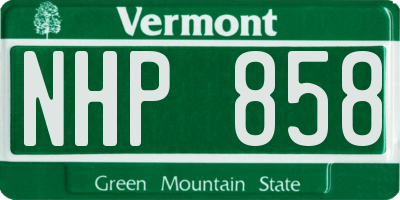 VT license plate NHP858