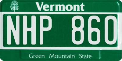 VT license plate NHP860