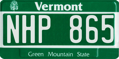 VT license plate NHP865