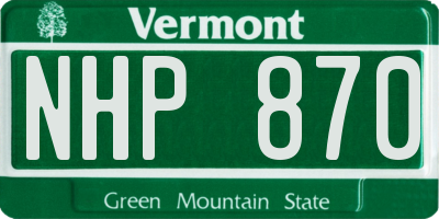 VT license plate NHP870