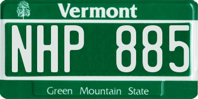 VT license plate NHP885