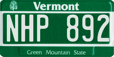 VT license plate NHP892