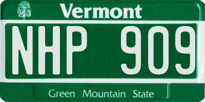 VT license plate NHP909