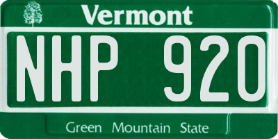 VT license plate NHP920