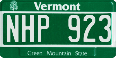 VT license plate NHP923