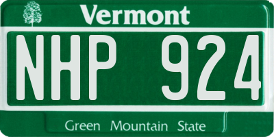 VT license plate NHP924