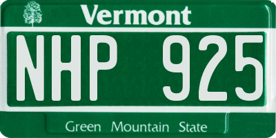 VT license plate NHP925