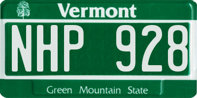 VT license plate NHP928