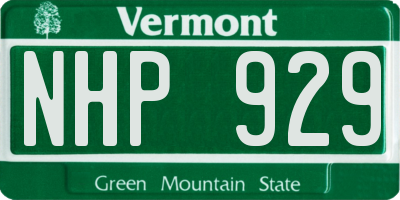 VT license plate NHP929