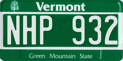 VT license plate NHP932