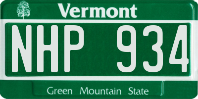 VT license plate NHP934