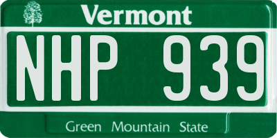 VT license plate NHP939