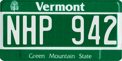 VT license plate NHP942