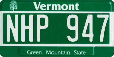 VT license plate NHP947