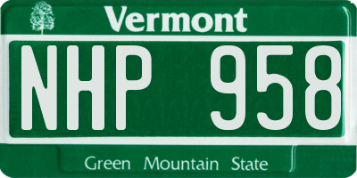 VT license plate NHP958