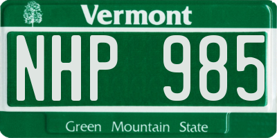 VT license plate NHP985