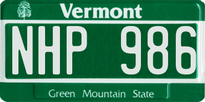 VT license plate NHP986