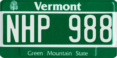 VT license plate NHP988