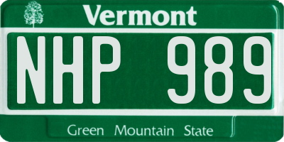 VT license plate NHP989