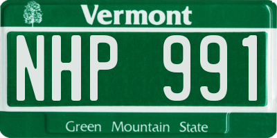 VT license plate NHP991