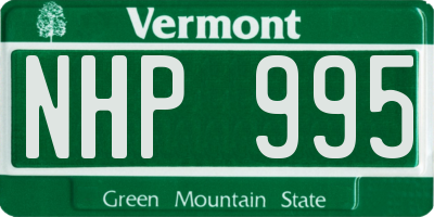 VT license plate NHP995