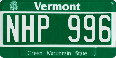 VT license plate NHP996