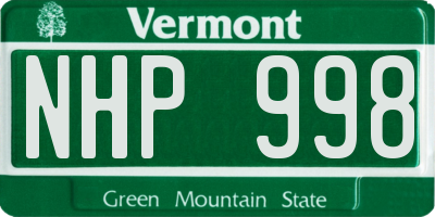 VT license plate NHP998