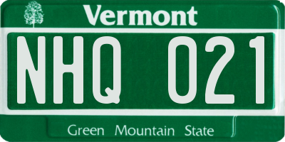 VT license plate NHQ021