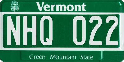 VT license plate NHQ022