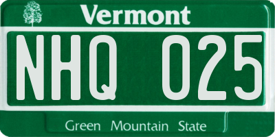 VT license plate NHQ025