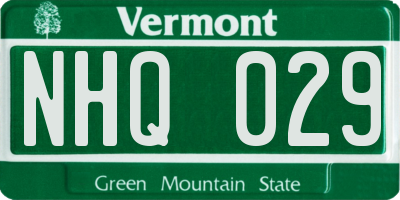 VT license plate NHQ029