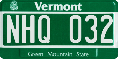 VT license plate NHQ032