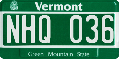VT license plate NHQ036