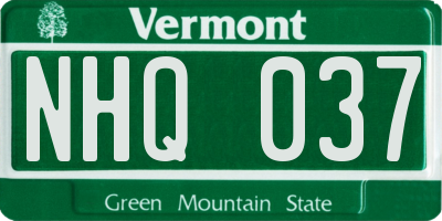 VT license plate NHQ037