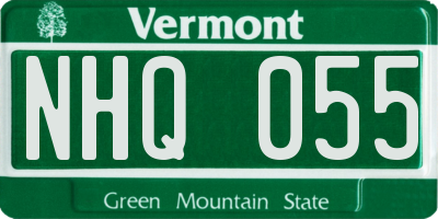 VT license plate NHQ055