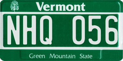 VT license plate NHQ056