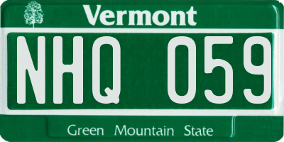 VT license plate NHQ059